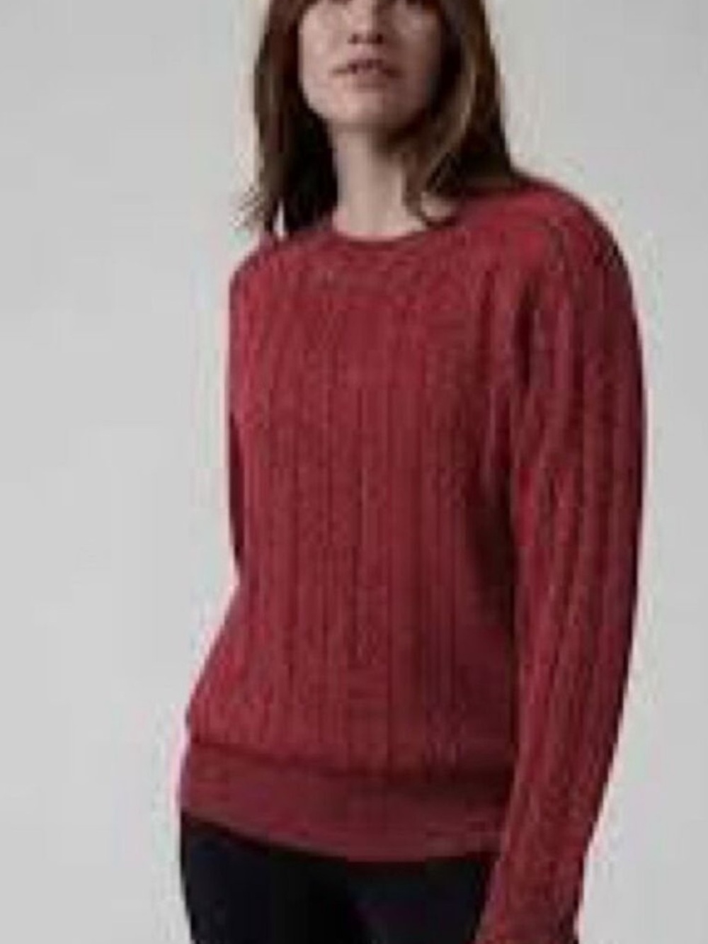 Athleta Crossroads‎ Crew Sweater Small Decadent Red Metallic Knit EUC
